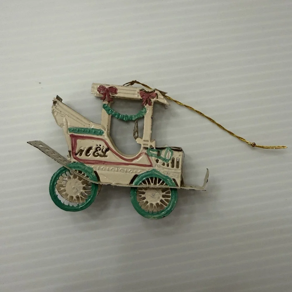 Vintage 1989 Wants International Metal Christmas Ornament Lot Train Carriage